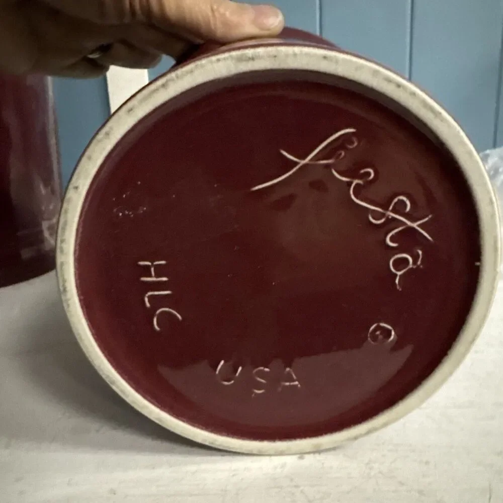Set Of 3 Fiesta‎ Ware Canister Cinnabar Retired EUC Ceramic Burgundy Fiesta Ware